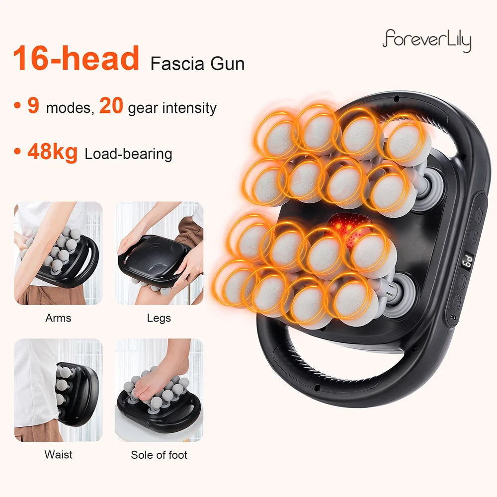 16-Head Fascia Gun High-Frequency Vibration Body Massage Gun Waist and Back  Massager Neck Shoulder Massager Muscle masajeador